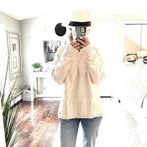 Vintage Woolrich beige chunky knit snowflake sweater size XL